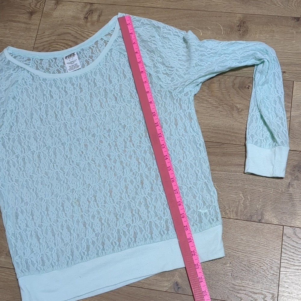 VS Pink Mint Green Lace Long Sleeve Blouse size Small - Picture 7 of 7